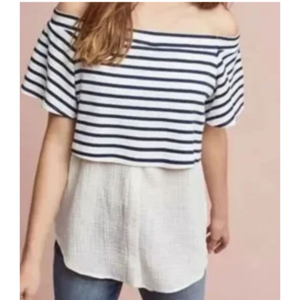 Anthropologie Mixed Media Off-the-Shoulder Top Size Small
